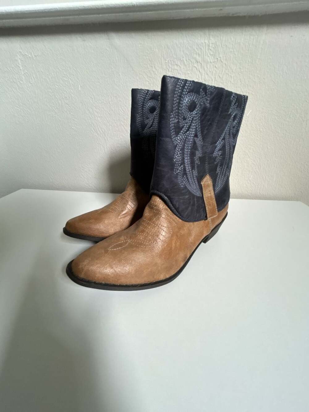 Coconuts by Matisse Two-Tone Distressed Faux Leather Western Cowboy Boots